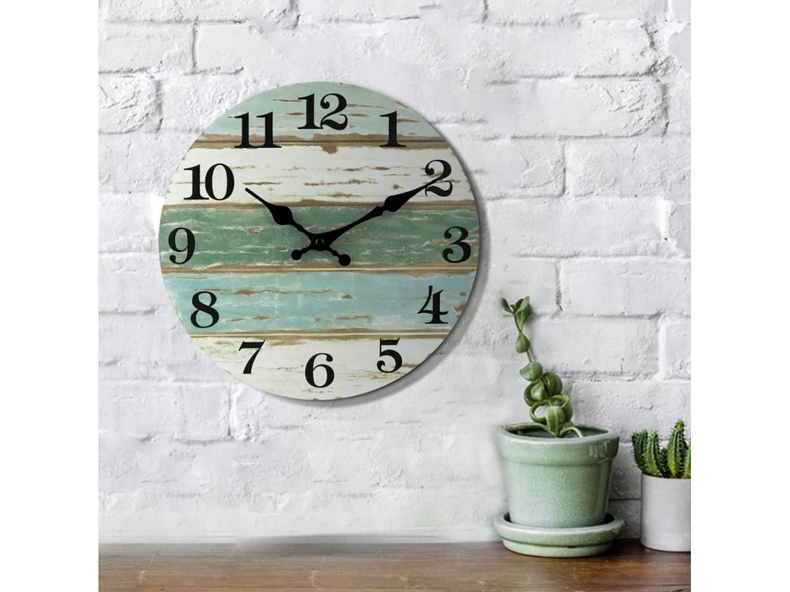 2026-reloj De Parede Linjou Silencioso De Bateria, Decoração Rústica Costeira Rural (10 Polegadas)