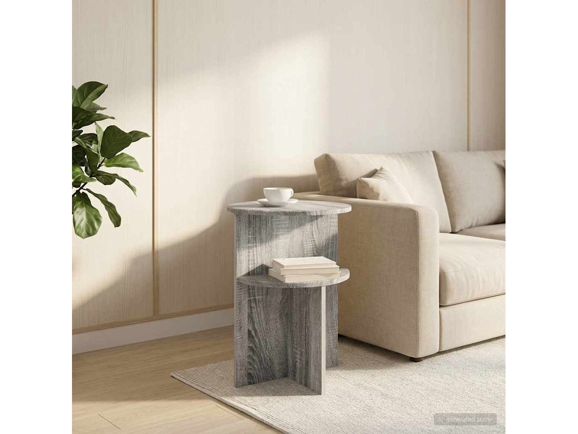 Vidaxl Mesa Lateral Com Armazenamento Sonoma Cinzento Ø 39,5 X 55 Cm