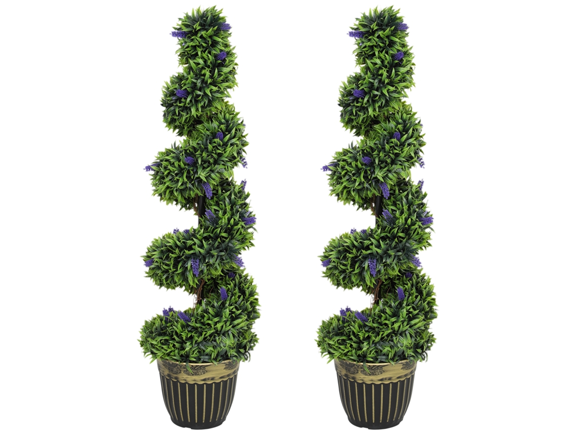 Conjunto de Plantas Artificiais EOOCOO (design Espiral, Base de Cimento)