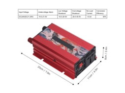 Inversor de energia para carro 2000W 24V DC Onda senoidal de dissipação rápida Porta USB 2.0 Display LCD