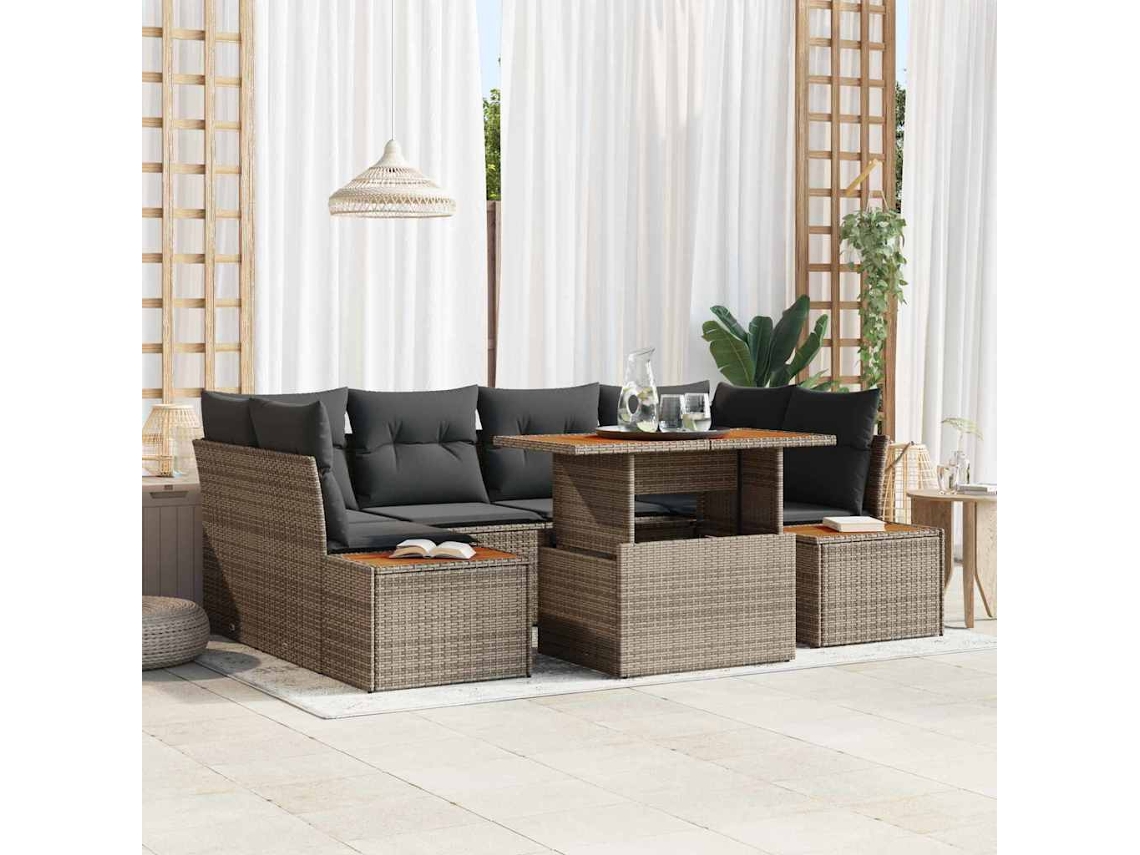 Vidaxl Conjunto De Sofá De Jardim 9 Unid. Cinza E Marrom