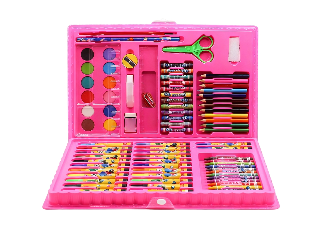Set De Cores 86 Peças Rosa Lápis De Cor Portáteis Para Criatividade E Desenho