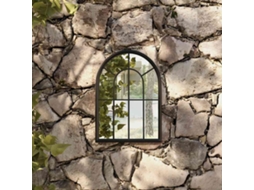 Vidaxl Espelho De Jardim P/ Uso Exterior Ferro 60x45 Cm Preto