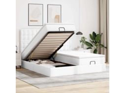 Vidaxl Estrutura De Cama Otomana Com Colchões 160x200 Cm Branco Puro