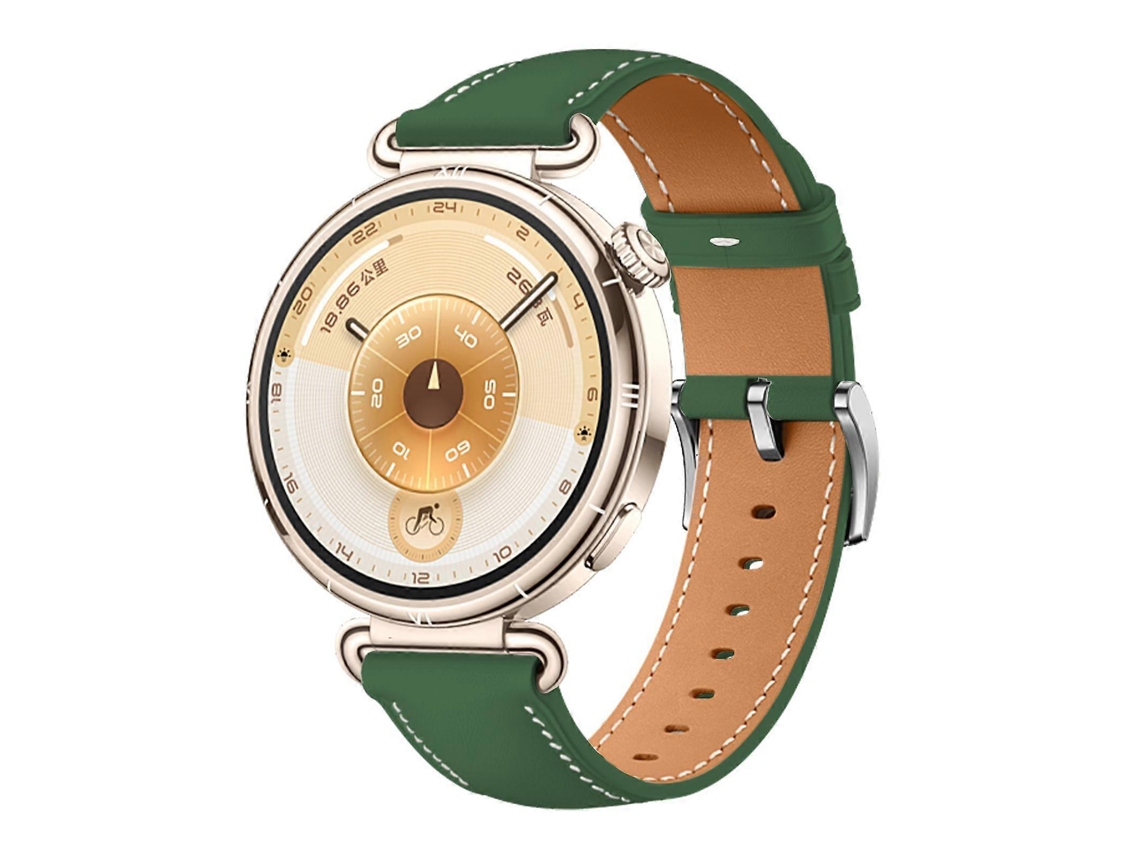 Pulseira De Couro Com Fivela Prateada Para Huawei Watch Gt 6 41mm