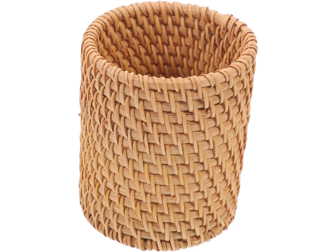 Porta-lápis médio em rattan trançado Villcase, organizador de mesa multifuncional, porta-lápis e porta-objetos