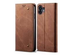 Capa De Couro Estilo Casual Com Textura De Jeans Para Nothing Phone 2