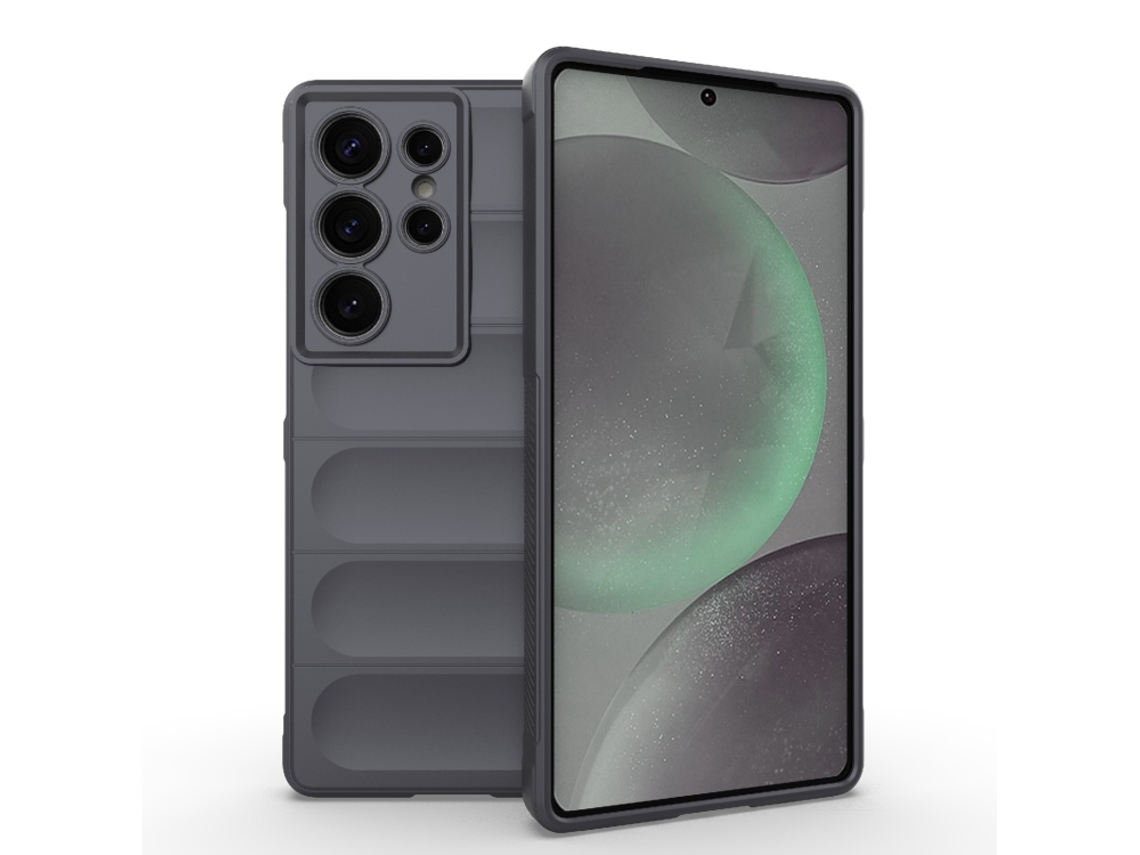 Capa Halinuia Para Samsung Galaxy S25 Ultra 5g Magic Shield Tpu Flanela Cinzento Escuro (proteção Integral, Interior Em Flanela)