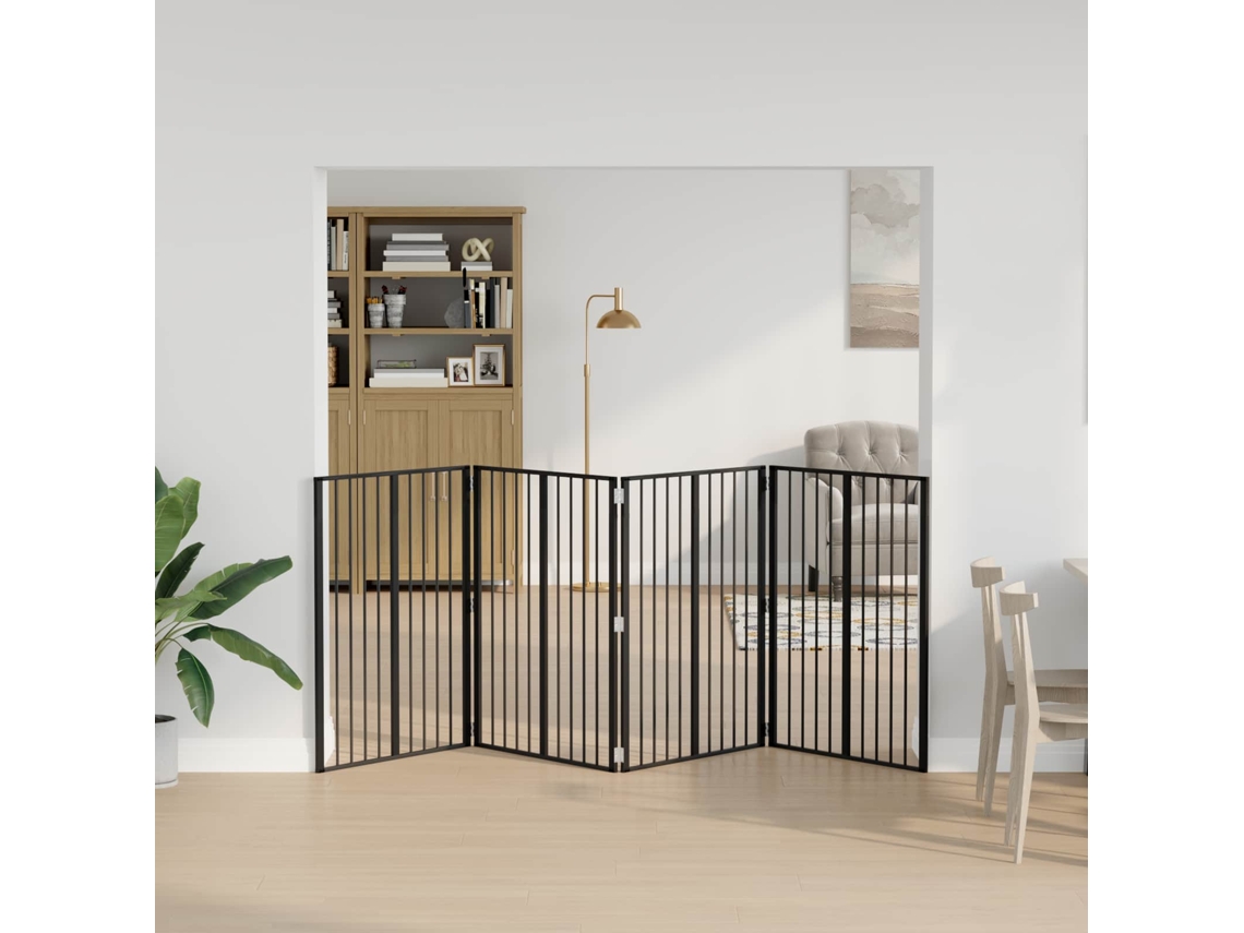 Vidaxl Portão Para Cachorros 4 Unid. Preto 80 X 100 Cm Aço Galvanizado