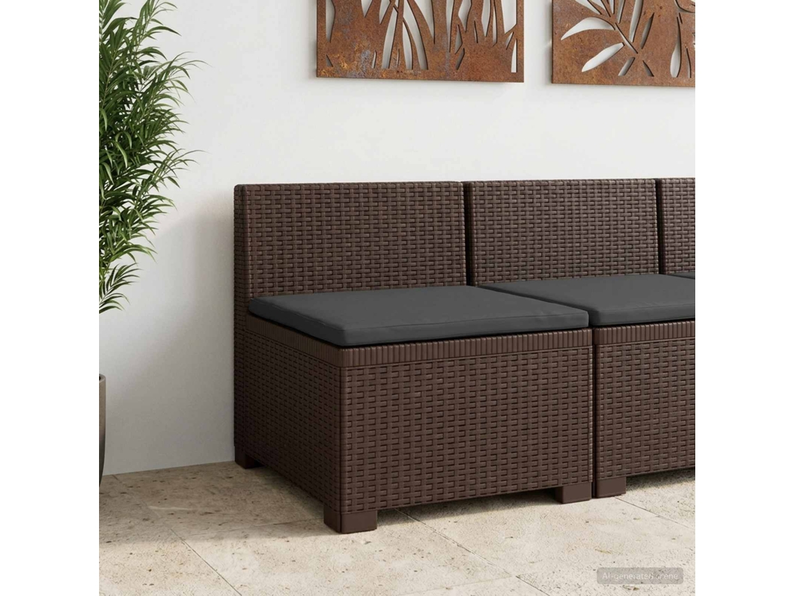Vidaxl Sofá De Jardim 1 Lugar Com Almofada Look Rattan Pp Castanho
