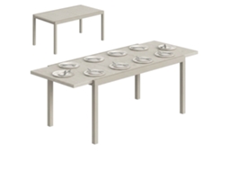 Mesa de Jardim Extensível para 8 10 Pessoas. em Alumínio e Aço. 154/214x85x75 Cm. Cinza Claro Ge