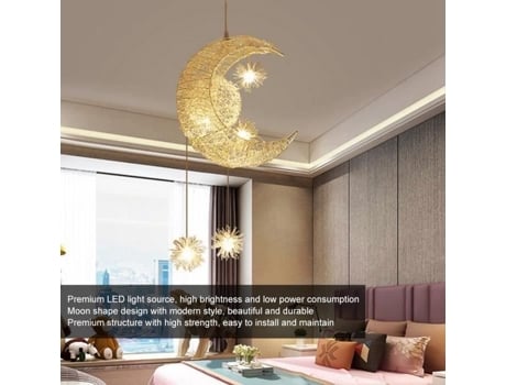 Sp17547 Xuyan Decoração Suspensa Lua Estrela Lustre Em Alumínio Lâmpada Para Quarto Infantil Café Sala 40110cm Ywei