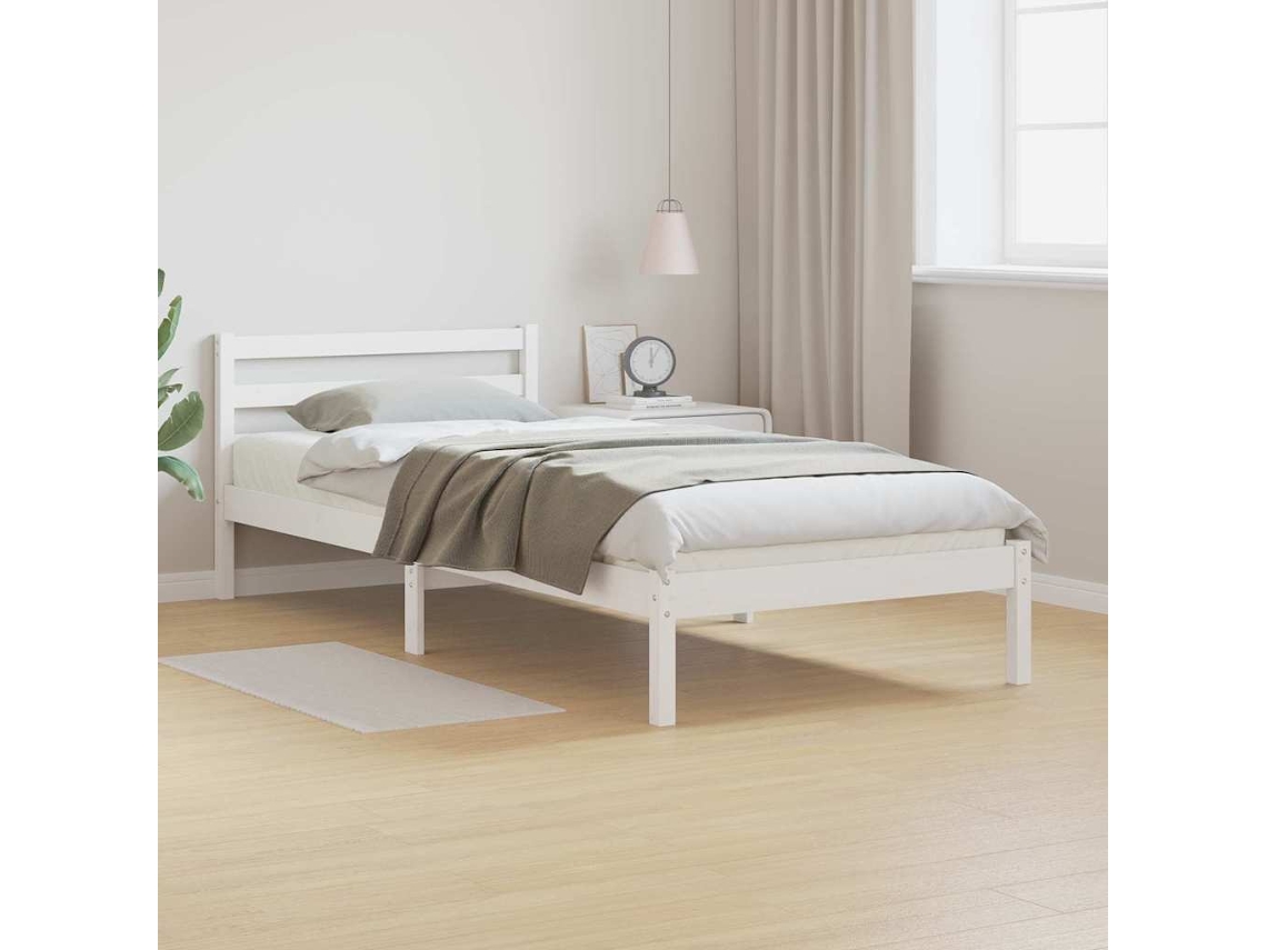 Vidaxl Estrutura Da Cama Com Cabeceira Branco 215,5 X 105,5 X 69,5 Cm