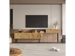 Móvel para TV KOMHTOM em mármore e madeira, estilo moderno, borda em PVC, pés de ferro, armazenamento espaçoso, durável