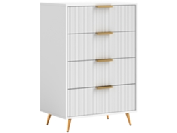 Cómoda DECORALAR TECH com 4 gavetas, estilo ondulado, 60x40x90cm, branco
