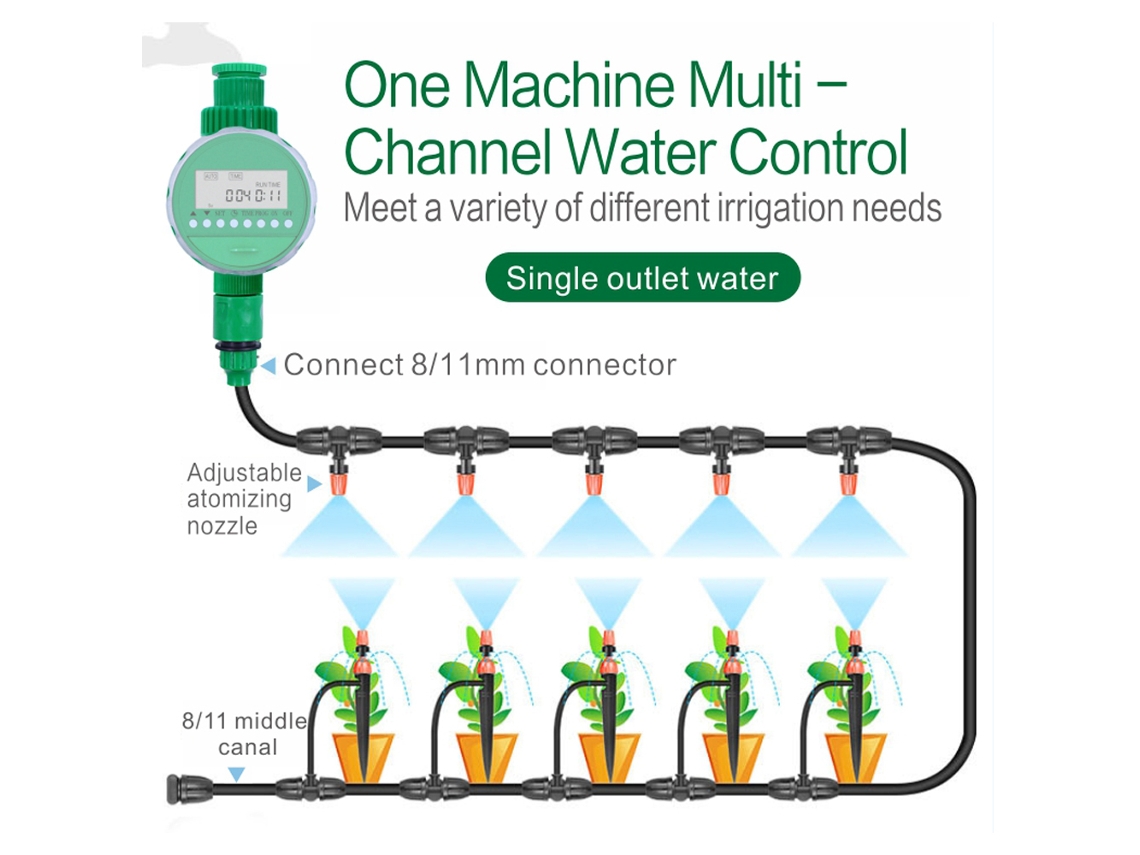 Controlador de Irrigação com Timer 16 Programas Lcd Dispositivo de Rega Automática Jardim | S/MARCA