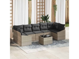 Vidaxl Conjunto De Sofás 8 Pcs Cinza Claro E Cinza Escuro Vime Pe