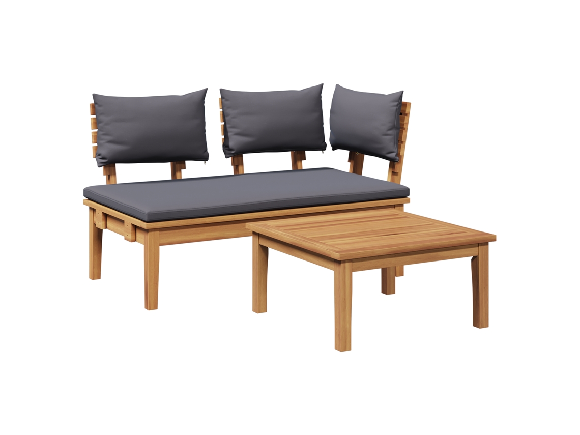 Conjunto 2 Conjunto Para Exterior Vidaxl Cinzento Madeira De Teca Maciça (60 X 60 X 30cm)