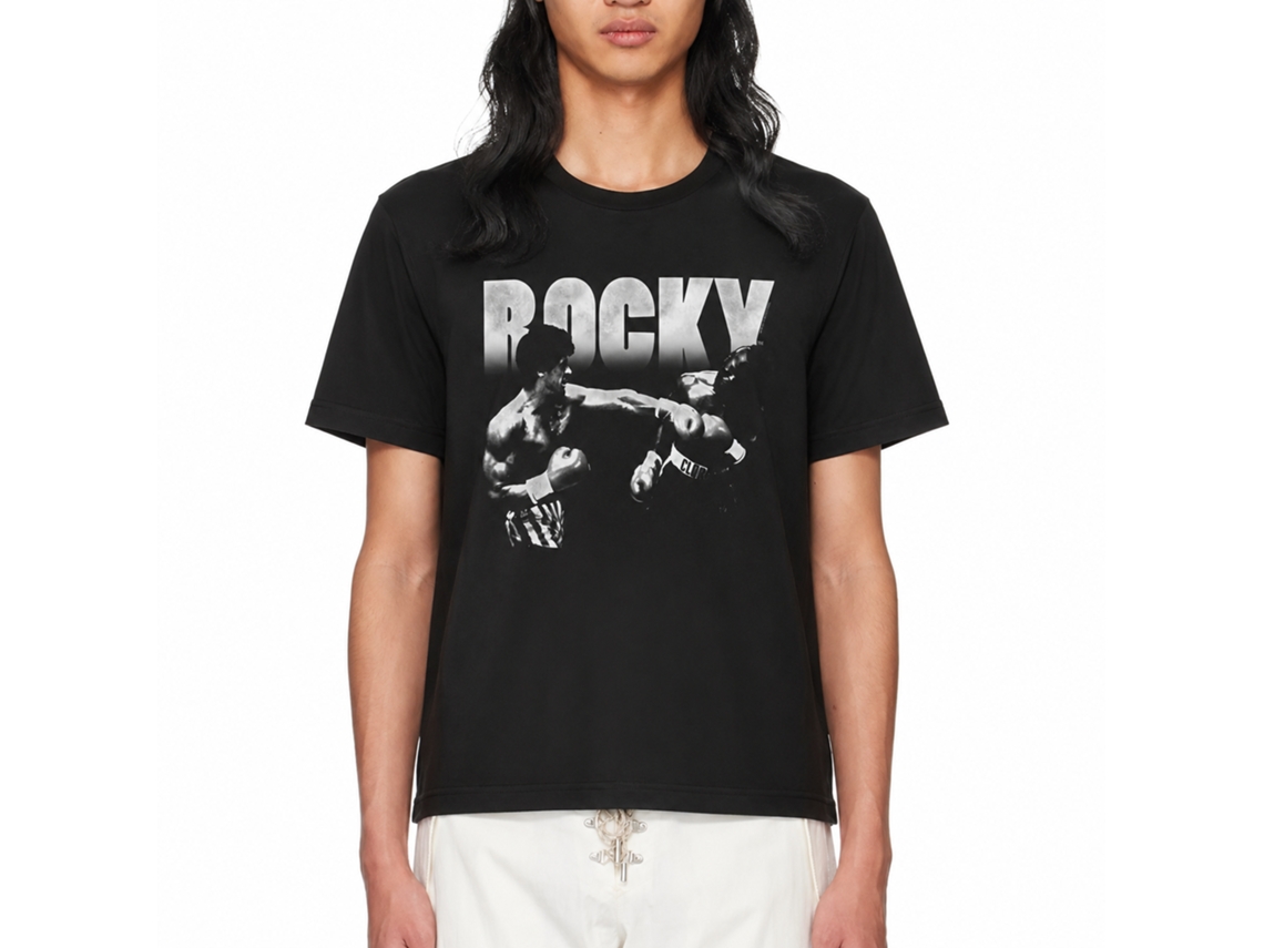 Rockinstone Rocky Movie Knockout Black Adult T-shirt Size:l