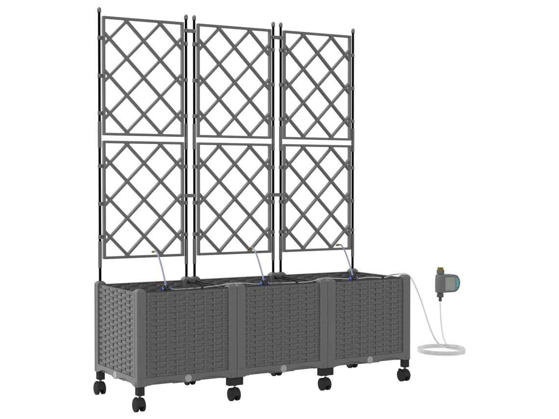 Conjunto 3 Vaso De Jardim Vidaxl Cinzento-claro Polipropileno (120 X 40 X 148 Cm)