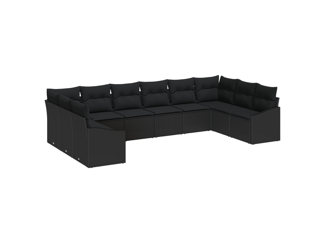 Conjunto 10 Móveis De Jardim Vidaxl Preto Vime Pe (344 X 178,5 X 85 Cm)