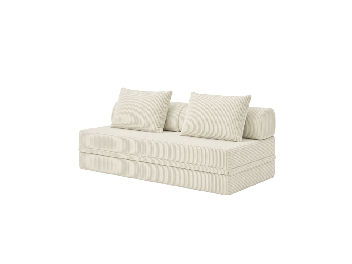 Sofá Modular 3 Lugares Convertível Veludo Regular Bege SKOFFA