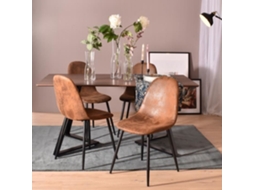 Conjunto De 4 Cadeiras Escandinavas Design Tecido Em Camurça Marrom Pé Metal Preto Sala De Jantar Sala Escritório Quarto Meubles Cosy