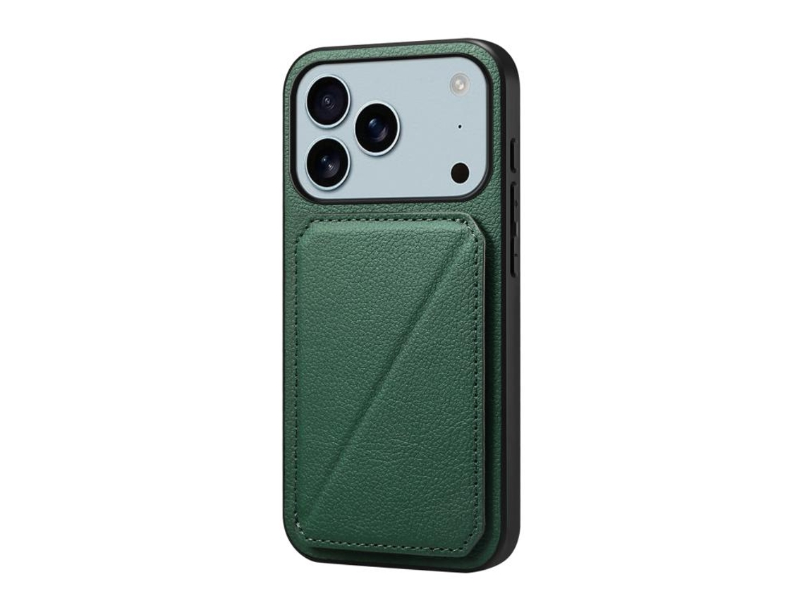 Capa Para Iphone 17 Pro - Textura De Couro De Bezerro Com Dois Compartimentos Para Cartões.