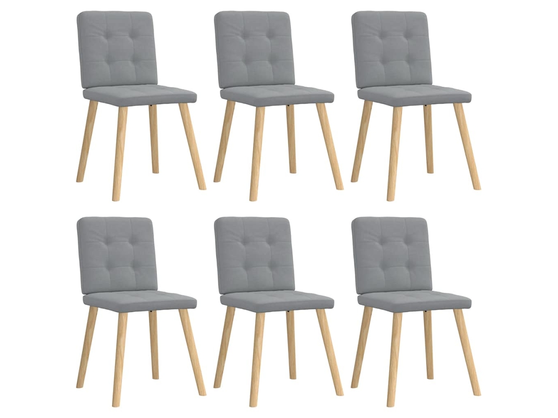 Vidaxl Cadeiras De Jantar 6 Pcs Tecido Cinzento-claro