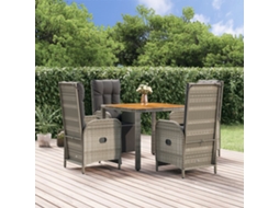 5 Pcs Conjunto De Jantar P/ Jardim C/ Almofadões Vime Pe Cinza Dkd Home Decor