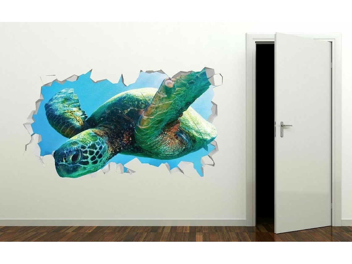 Adesivos de parede personalizados em 3D com tartaruga marinha, animais selvagens.