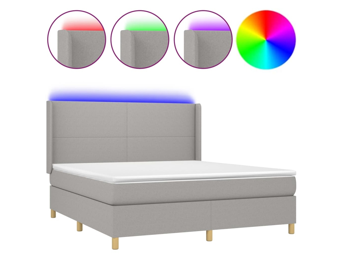 Box Spring Bed, Box Spring Beds Vidaxl Cinzeto Tecido (160 X 200 Cm)