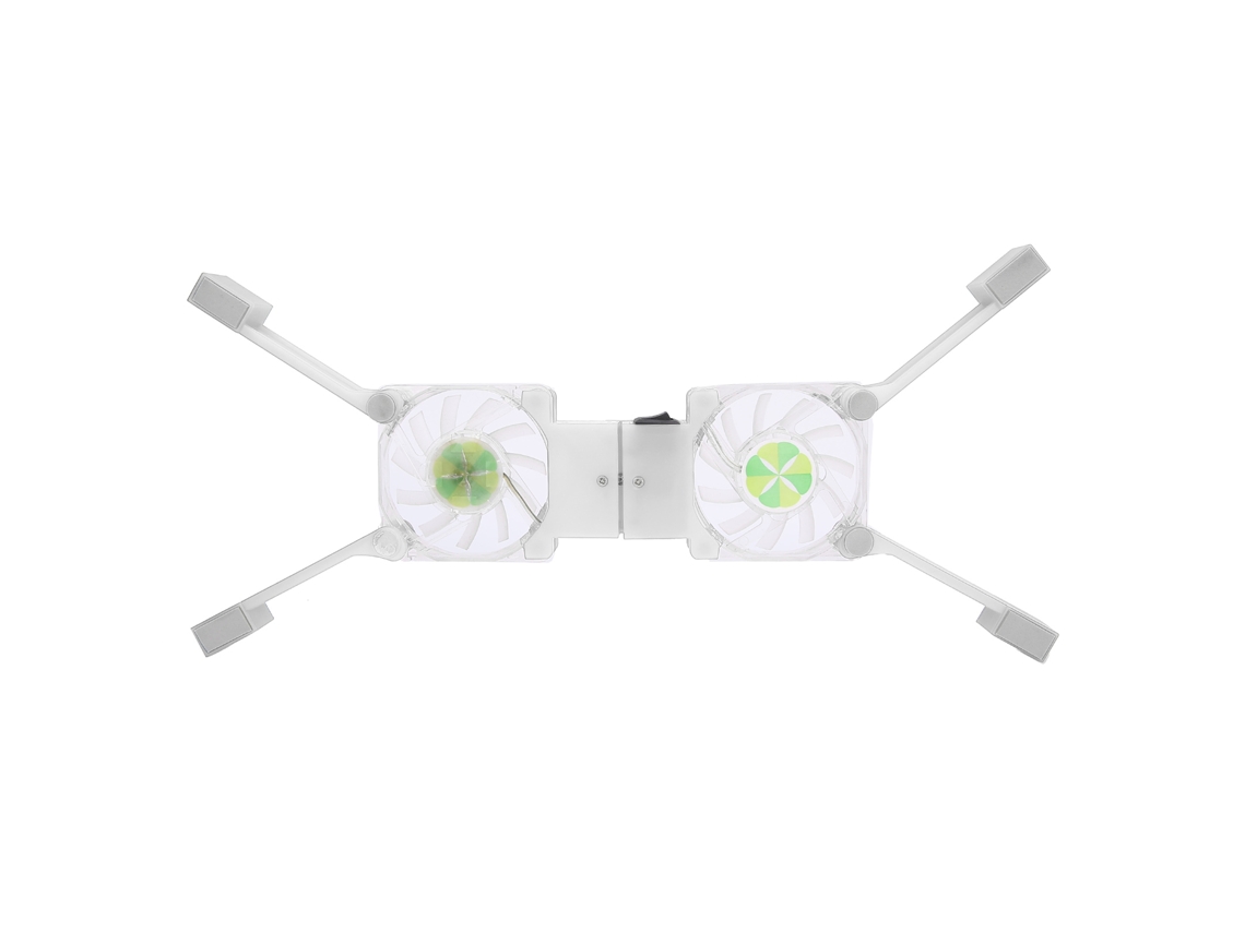 Base De Resfriamento Para Laptop Drs03 Dobrável Com Dois Ventiladores, Luz Led Azul, Suporte Para Notebook Branco
