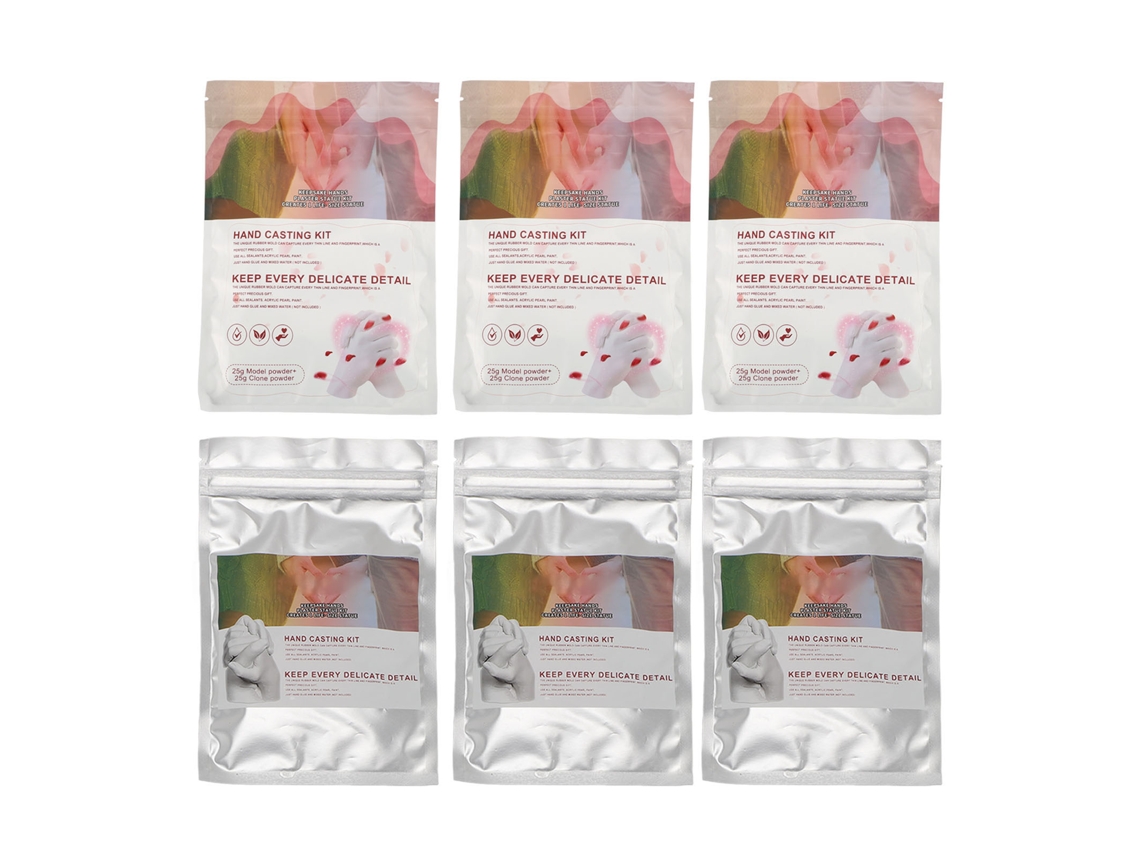 Kit Moldagem Mãos Casais Bebés Aniversário 25g 3 Conjuntos