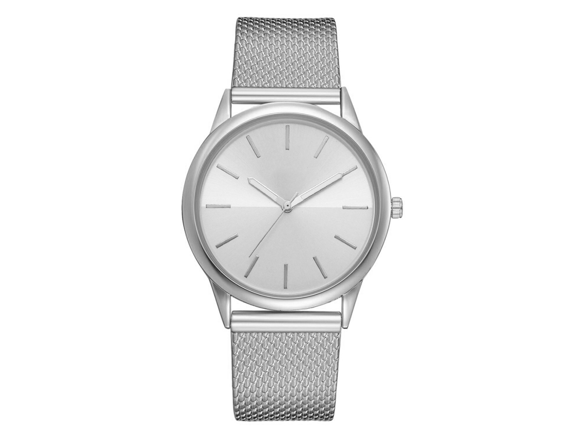 Relógio de Pulso Feminino Casual de Silicone Estilo Simples Quarzo Prata Lvpai