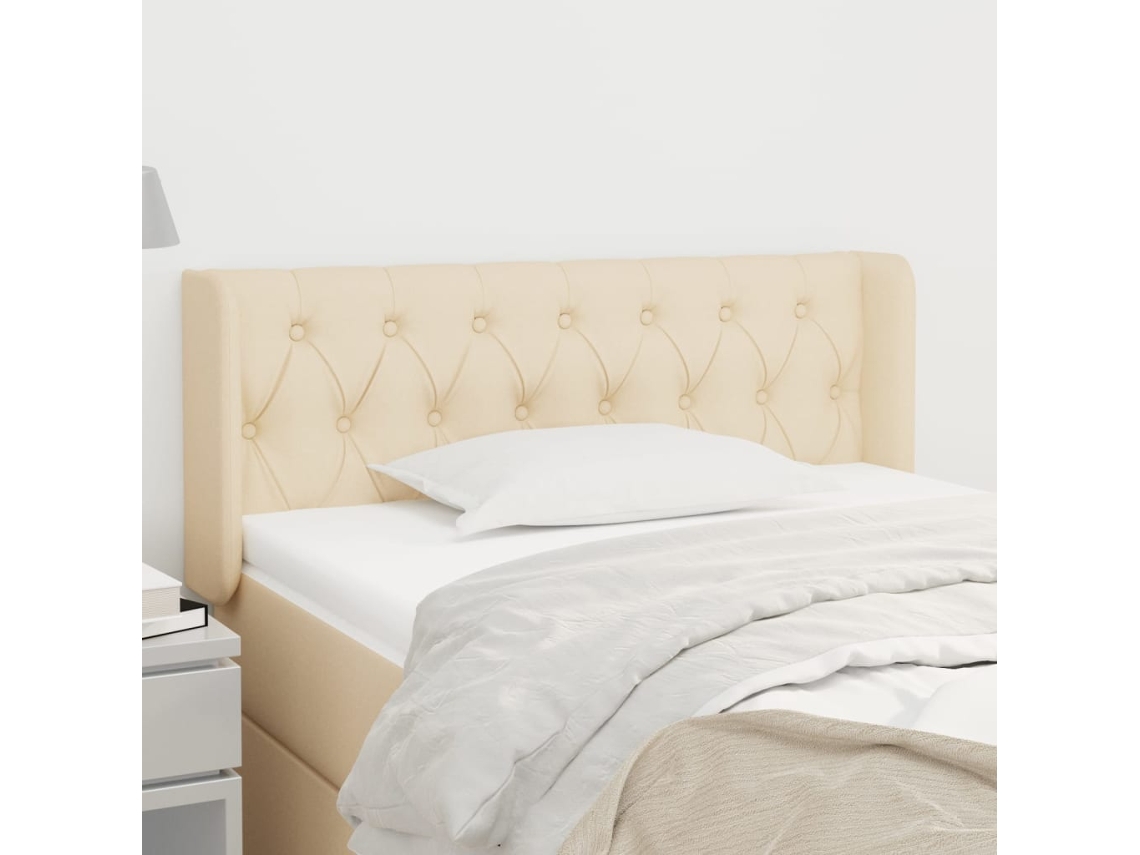 Vidaxl Cabeceira De Cama C/ Abas Tecido 93x16x78/88 Cm Creme