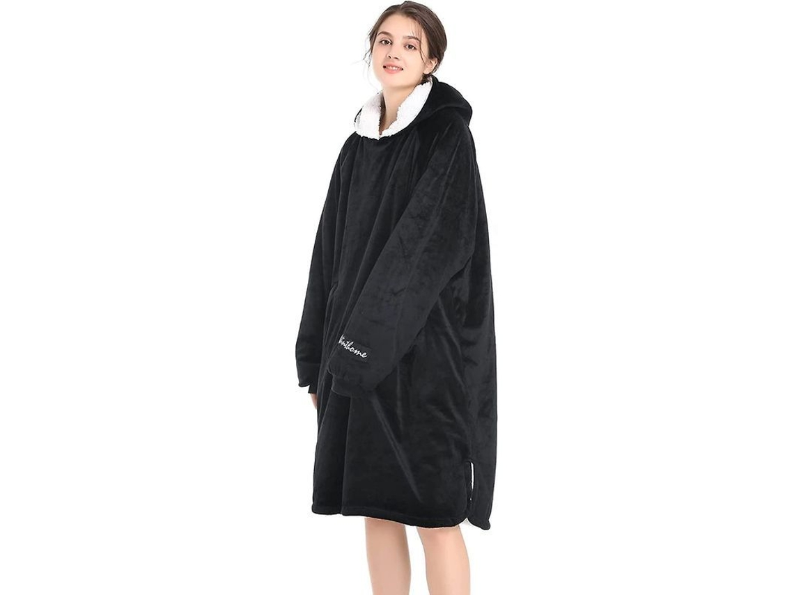 Jaqueta manta longa oversized 2026 com forro sherpa macio e quente para homens, mulheres, adultos e adolescentes.