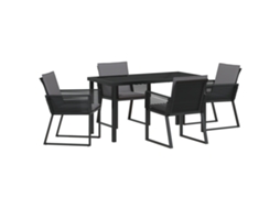 Conjunto 5 De Jantar De Jardim Vidaxl Com Almofadas Preto Rattan Pe