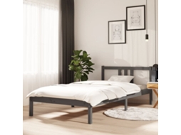 Estrutura de Cama 100x200 Cm Madeira Maciça Cinzento MAISON EXCLUSIVE