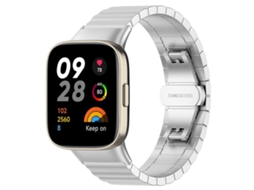Bracelete Para Redmi Watch 3 - Aço Inoxidável - Uma Conta De Bambu (20mm) Prata