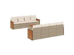 Maison Exclusive - 9 Pcs Conjunto De Sofás P/ Jardim Com Almofadões Vime Pe Bege