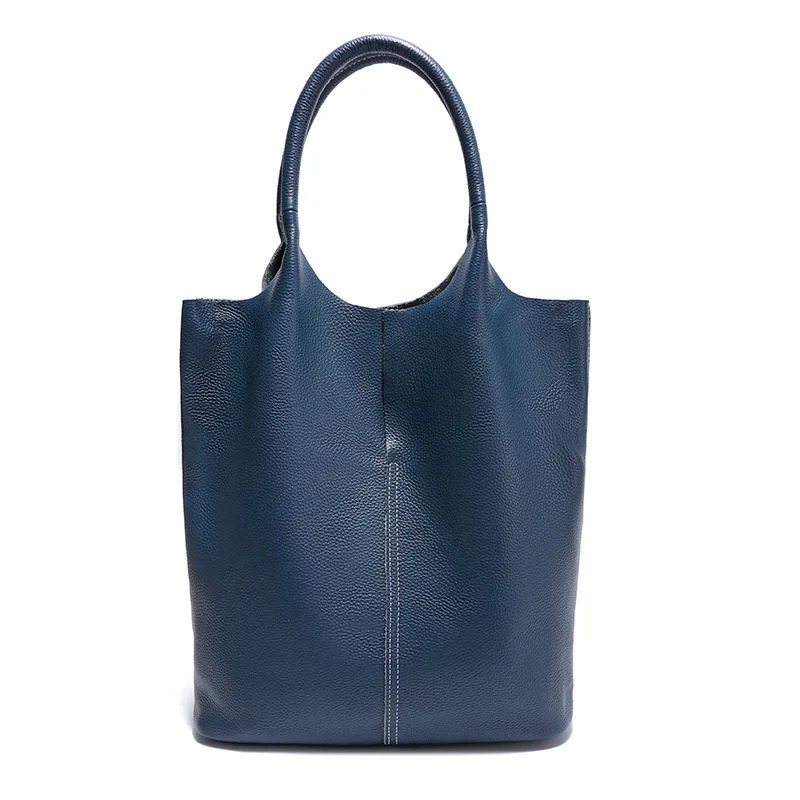 (9955-azul Escuro) Bolsa Saco Feminina De Couro Bovino De Alta Qualidade, Novo Estilo, Bolsa De Ombro Feminina Grande De Luxo Em Couro Genuíno.