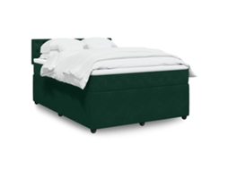 Vidaxl Cama com Molas/colchão 140x200 Cm Veludo Verde escuro