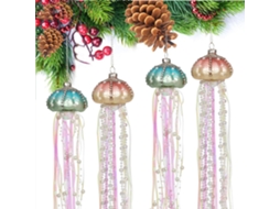 4pcs Pingente de Medusa de Vidro com Pérola Enfeite para Árvore de Natal Decorativo