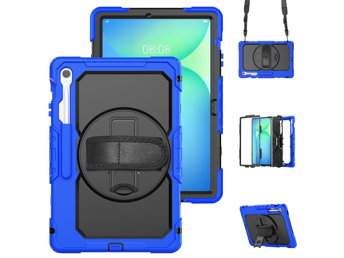 Capa para Samsung Tab S10fe Plus 13.1inch com Alça de Ombro, Suporte para Pc Anti queda Azul Escuro e Preto XIAOMOYU