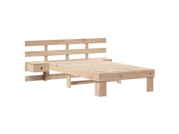 Conjunto 1 Cama De Plataforma Vidaxl Castanho Madeira De Pinho Maciça (80 X 200 Cm)