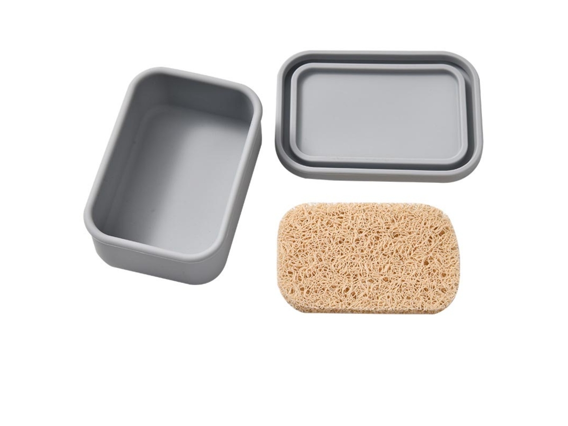 Saboneteira portátil de silicone à prova de vazamentos AQUAFORGE em cinza