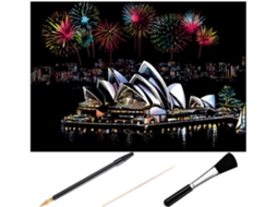 Kit De Arte Raspável Diy Com 4 Peças Cidade Noturna