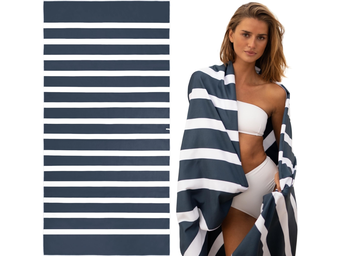 Yuysan Toalha De Praia Microfibra Ultra Fina Absorvente, Secagem Rápida, Azul Marinho 160x80cm