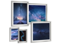 Conjunto De Pinturas Limoeiro Com Bebidas Moldura Prateada Fotos Para O Escritório Espelharte (conjunto De 5 Imagens)
